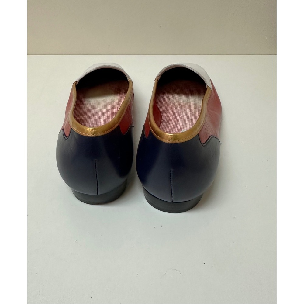 Vtg Enzo Angiolini 8M Liberty Leather Loafers Red Navy White Gold Square Toerty - Picture 7 of 11